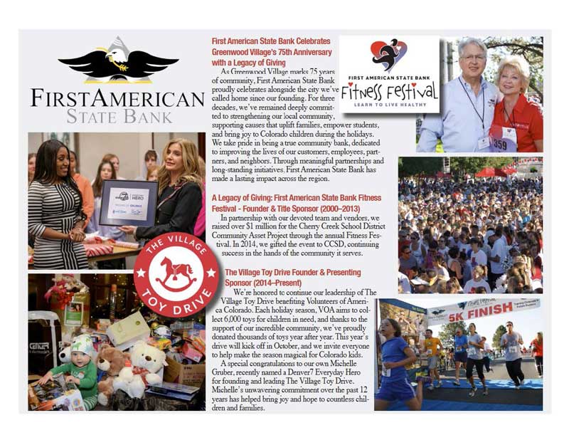 First American State Bank Celebrates Greenwood Village’s 75th Anniversary with a Legacy of Giving